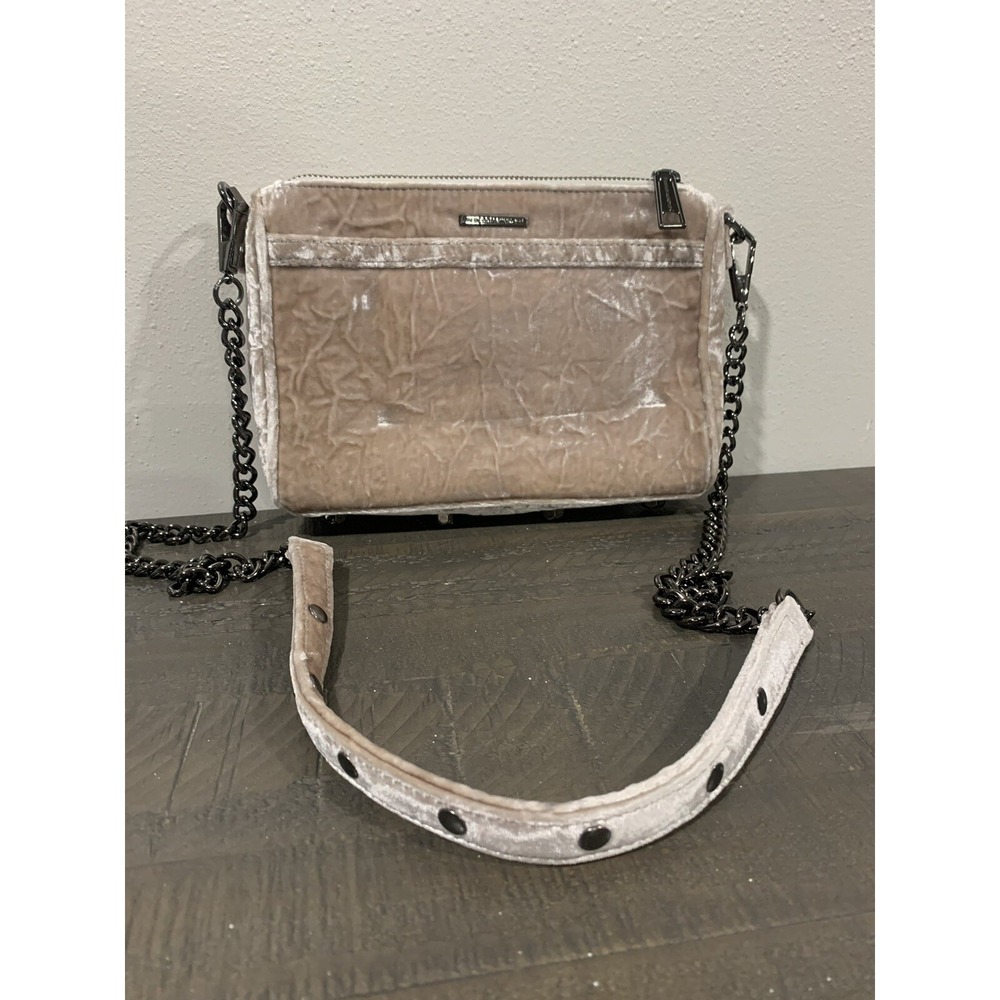 Rebecca Minkoff Mini M.A.C. Bag Women's Crossbody/Shoulder Purse Suede Beige - Picture 3 of 15